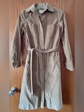 Ports international Beige Long-Sleeve Belted Shirt Dress